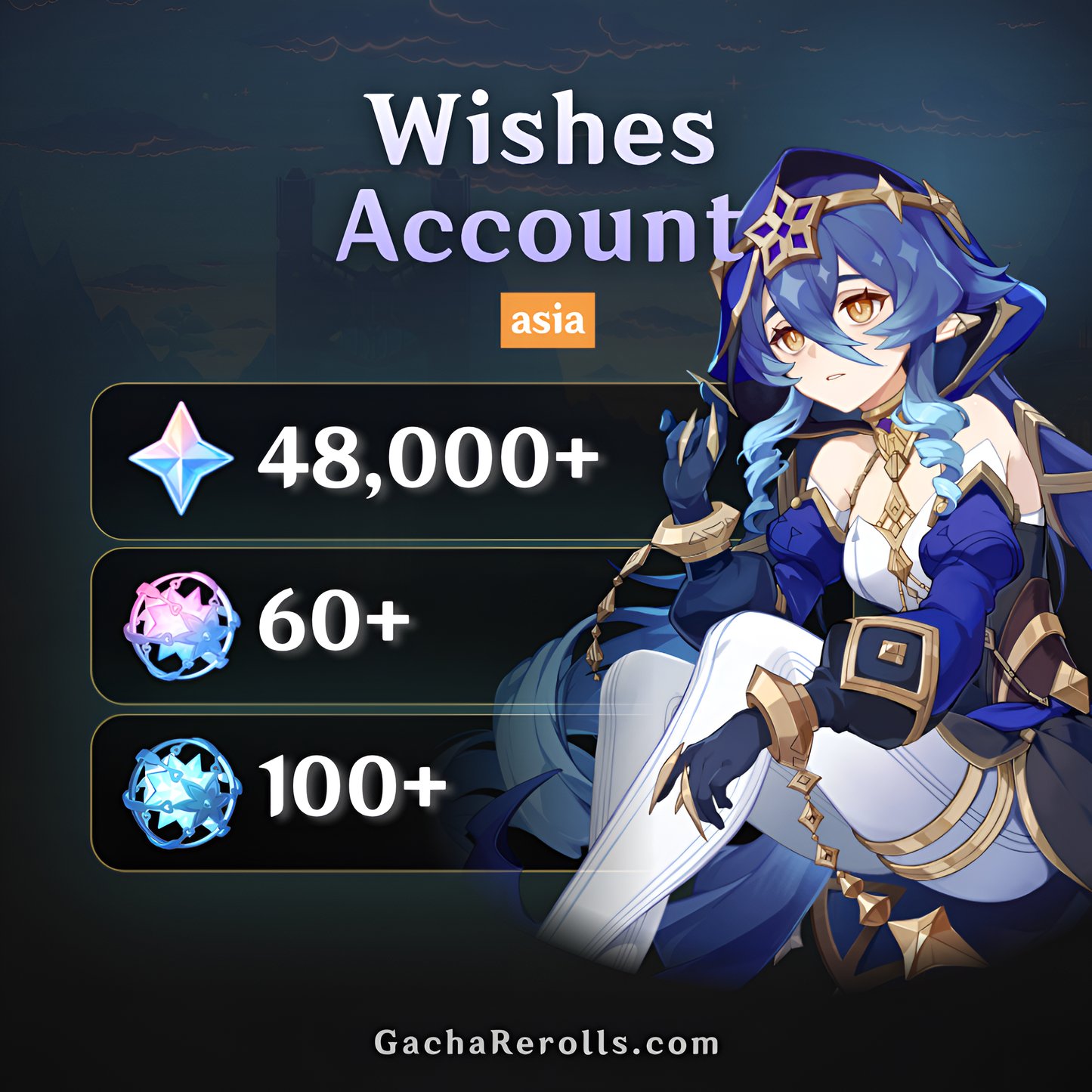 Genshin Reroll Account with Primogems [Asia]