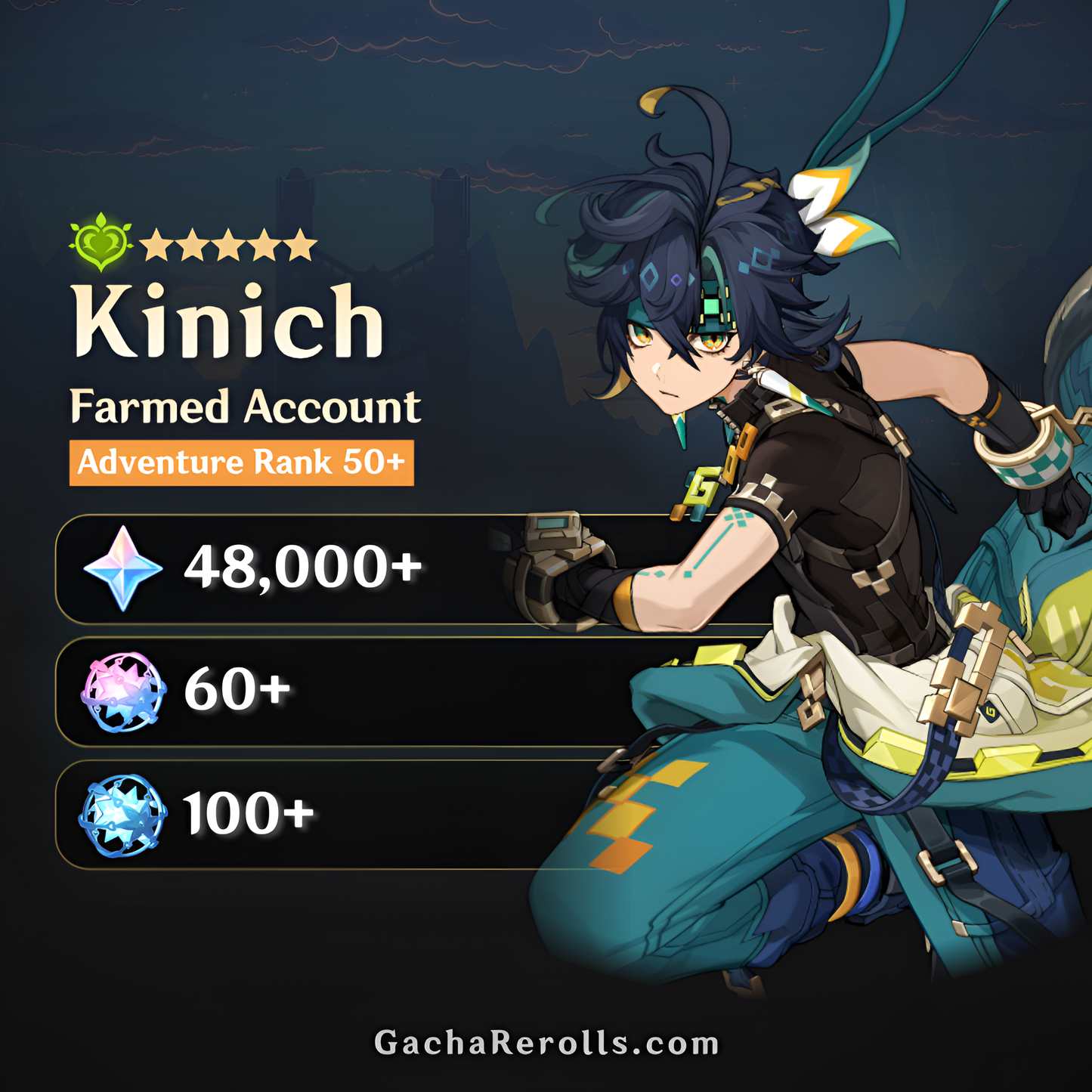 Kinich Genshin Impact Farmed Starter Account