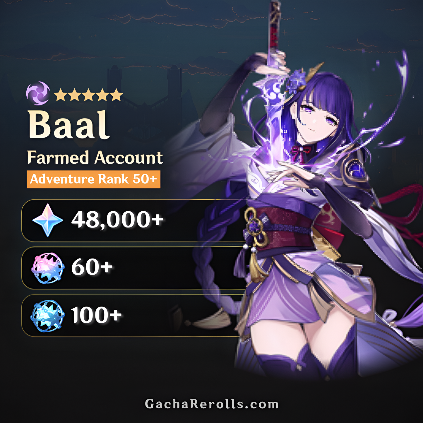 Raiden Shogun Genshin Impact Farmed Starter Account