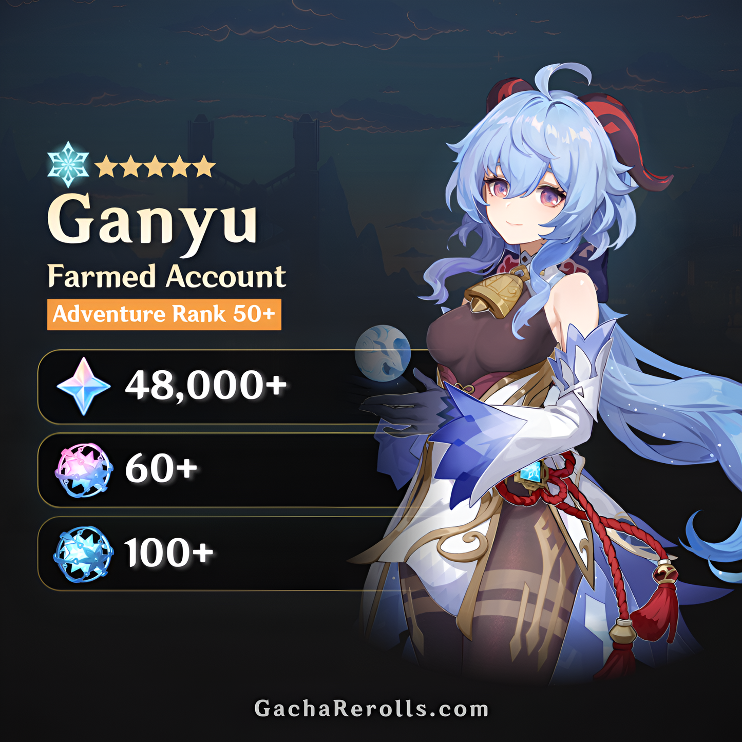 Ganyu Genshin Impact Farmed Starter Account